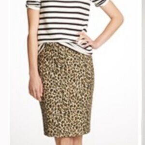 J Crew Animal Print Pencil Skirt Sz 2